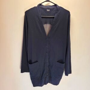Marc Cain sports long black cardigan back mesh - size medium